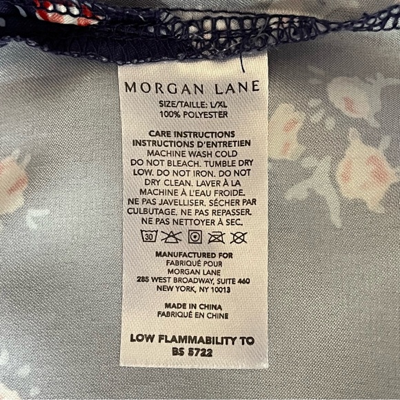 Morgan Lane Allie Robe Navy Floral Print Size: L/XL - Picture 8 of 8